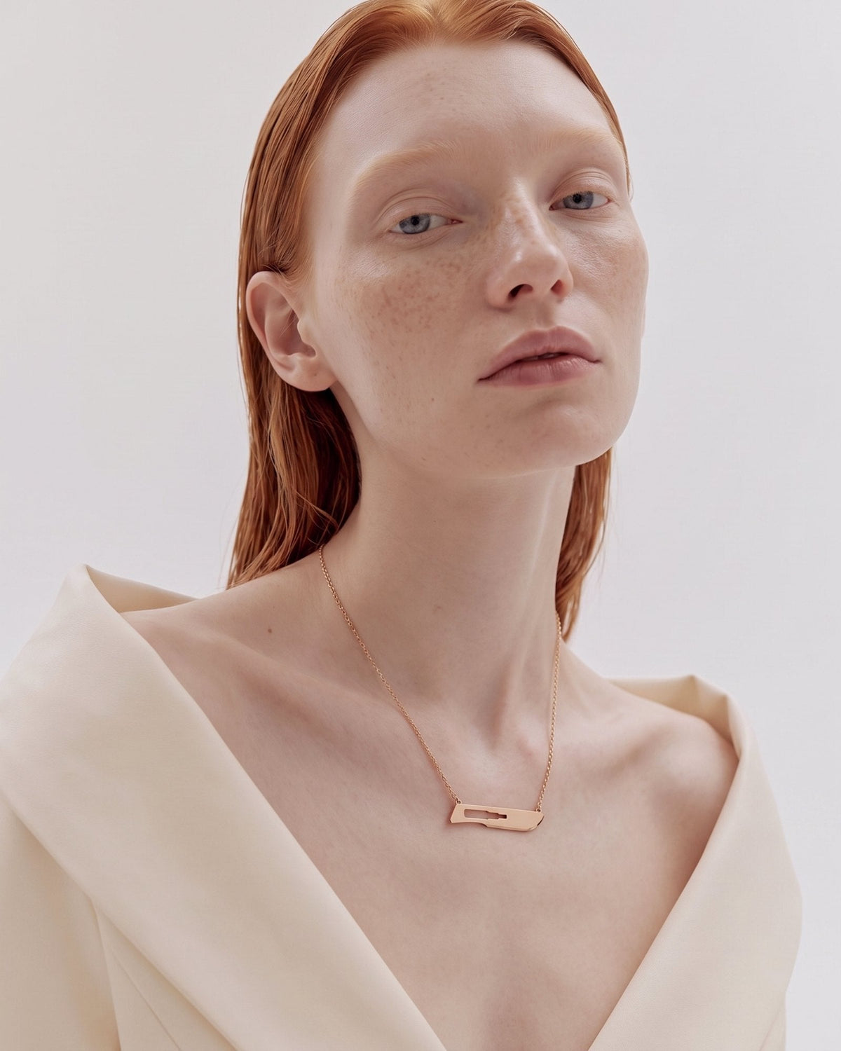 The Kiran No10 scalpel necklace in 18K rose gold by House of Rednam, view 3