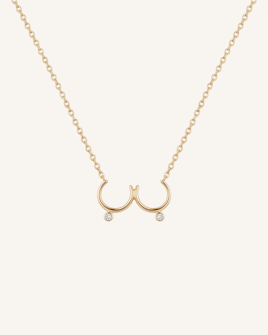 The Priya 18K gold sculpted breast necklace with diamonds by House of Rednam
