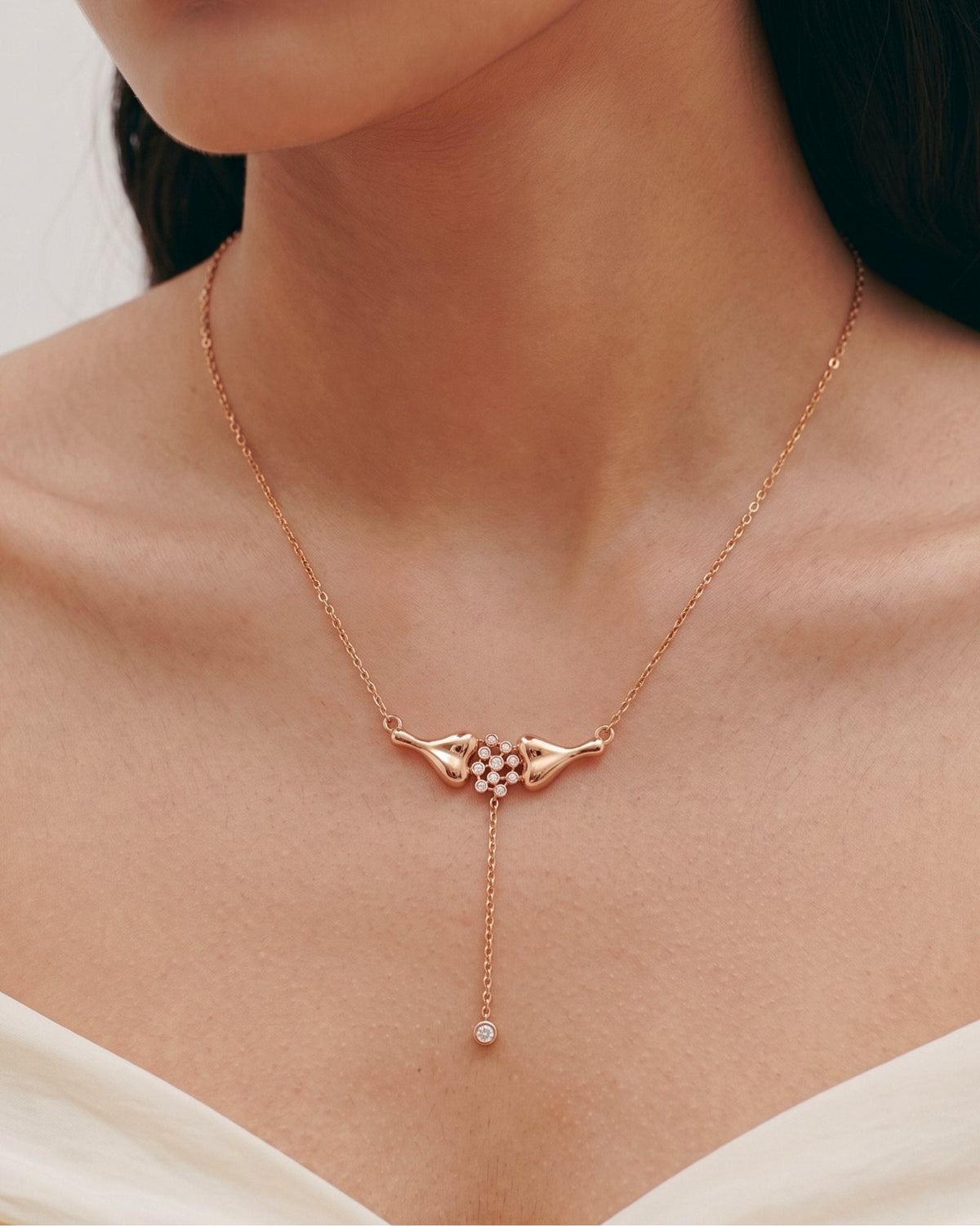 The Ethan 18K gold neuron necklace with diamond synapses by House of Rednam