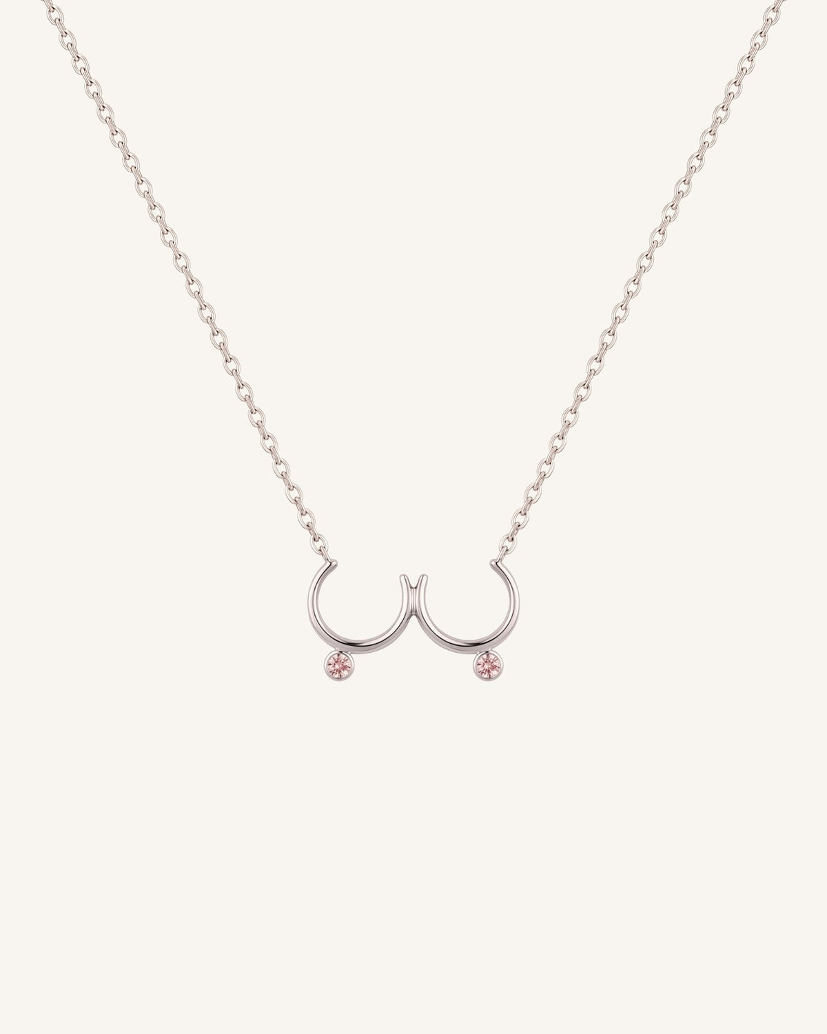 The Priya sterling silver sculpted breast necklace with Pink Sapphires by House of Rednam