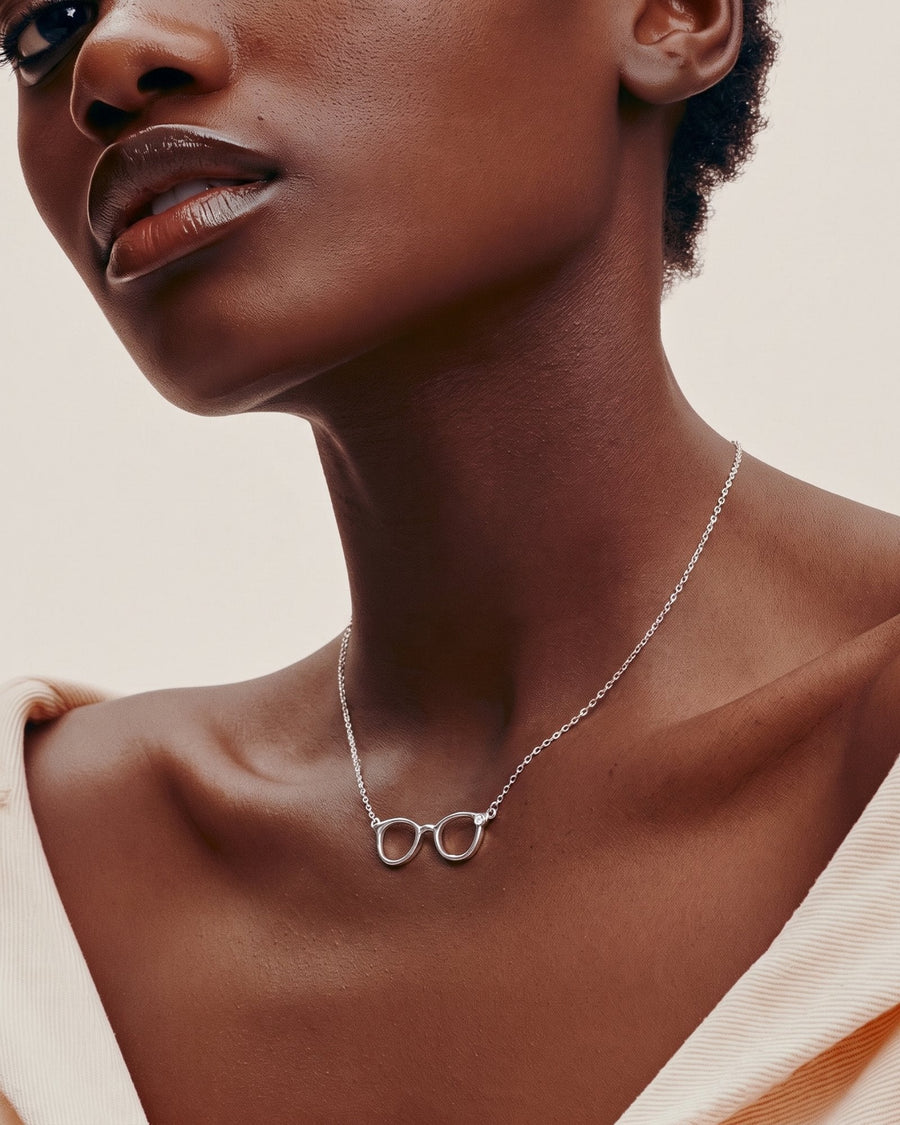 The Choti sterling silver glasses necklace with a diamond by House of Rednam