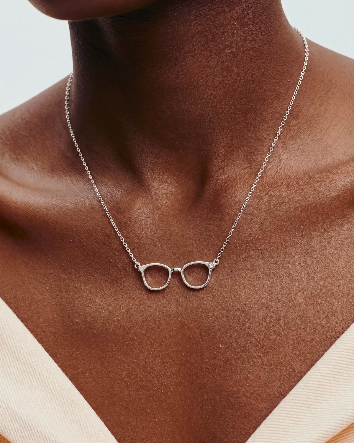 The Choti sterling silver glasses necklace with a diamond by House of Rednam