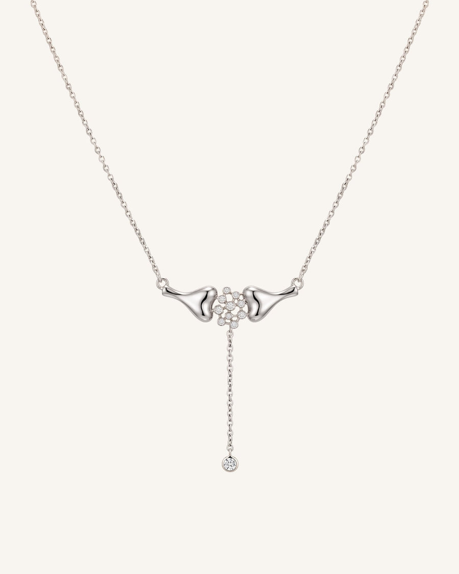 The Ethan sterling silver neuron necklace with diamond synapses by House of Rednam