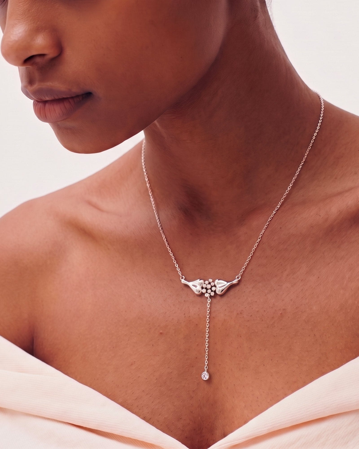 The Ethan sterling silver neuron necklace with diamond synapses by House of Rednam