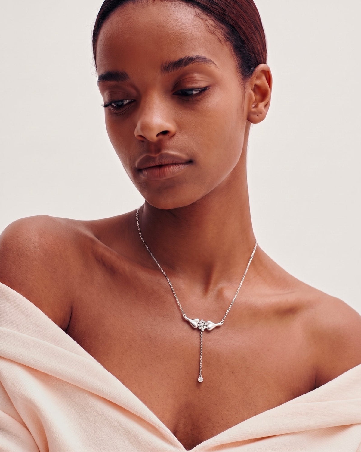 The Ethan sterling silver neuron necklace with diamond synapses by House of Rednam